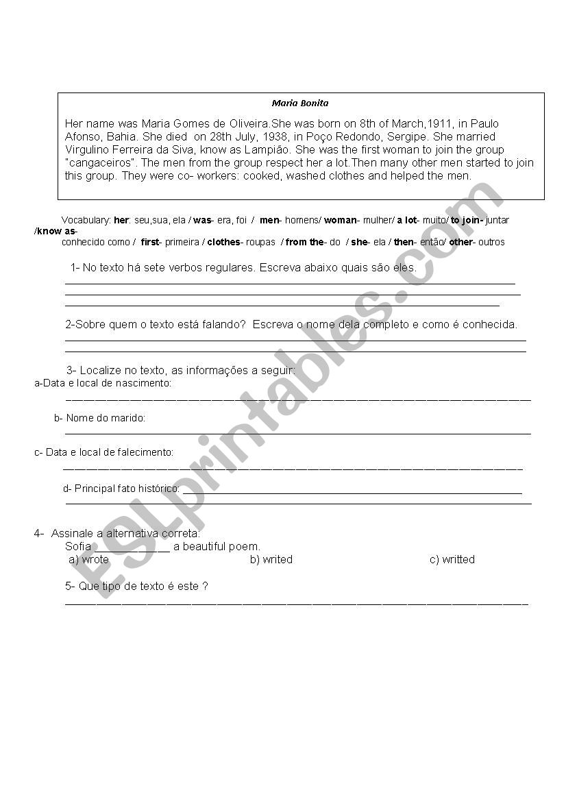 BIOGRAPHY worksheet