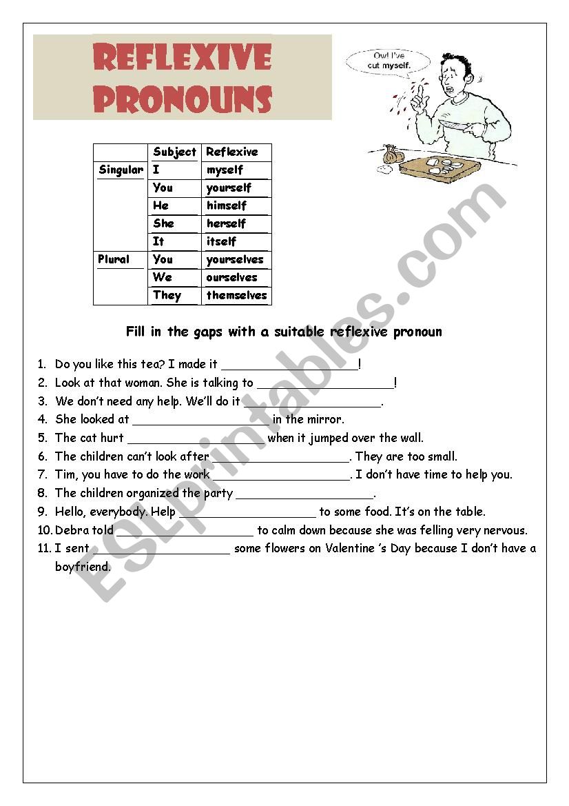 Reflexive Pronouns worksheet