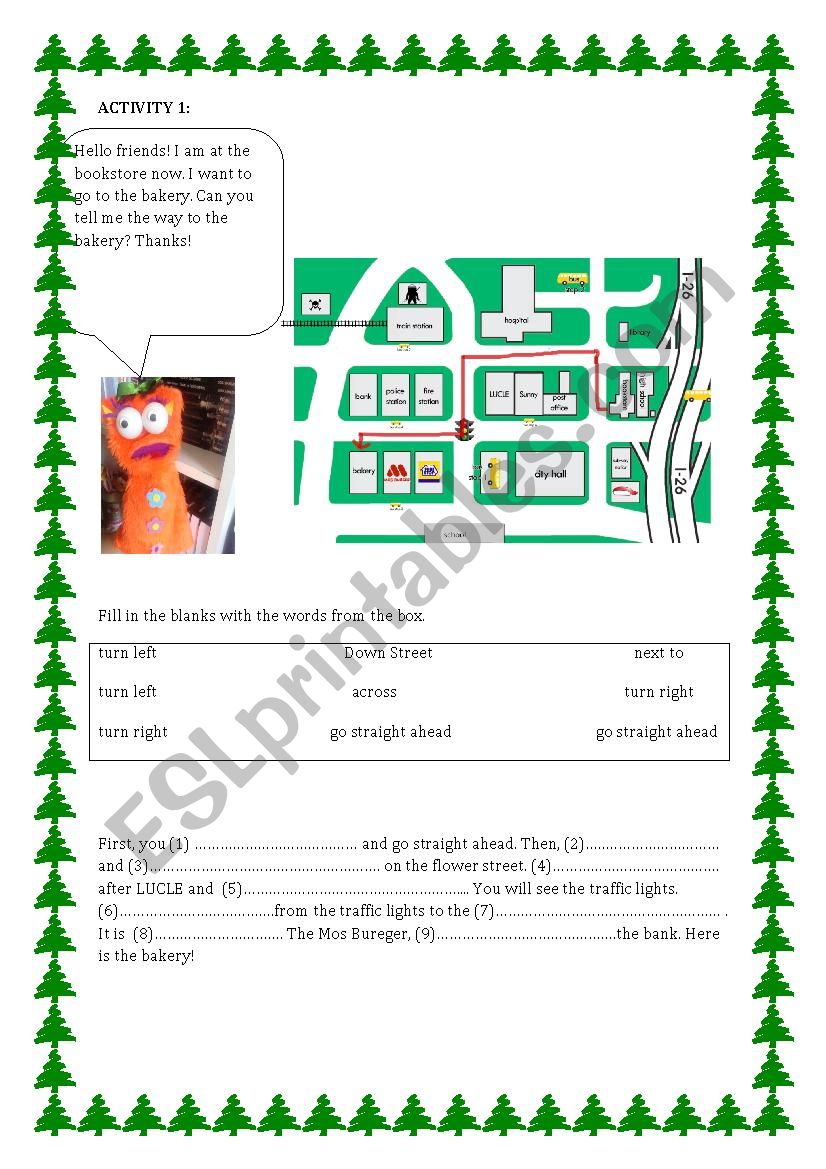 giving directions worksheet