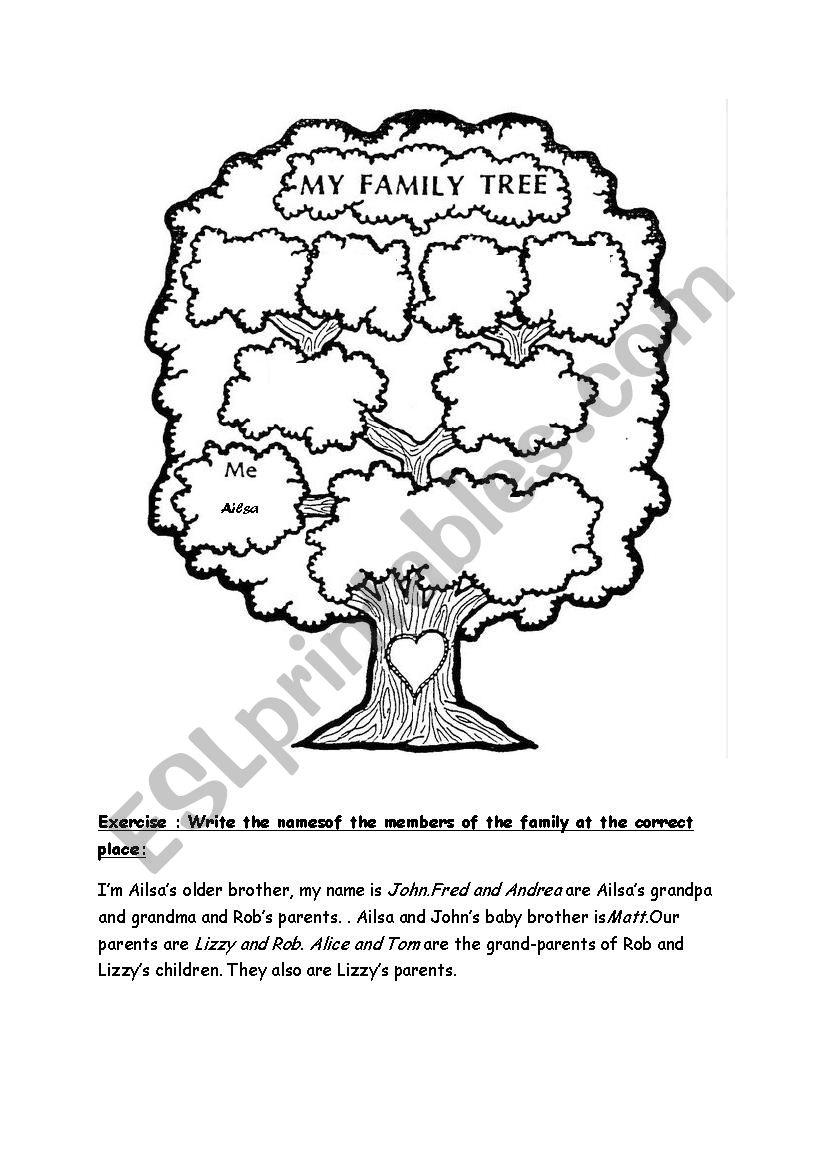 Family tree worksheet