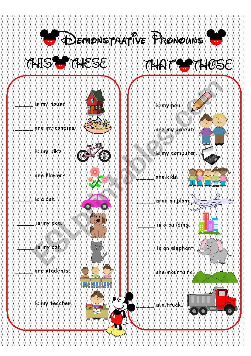 Demonstrative Pronouns worksheet