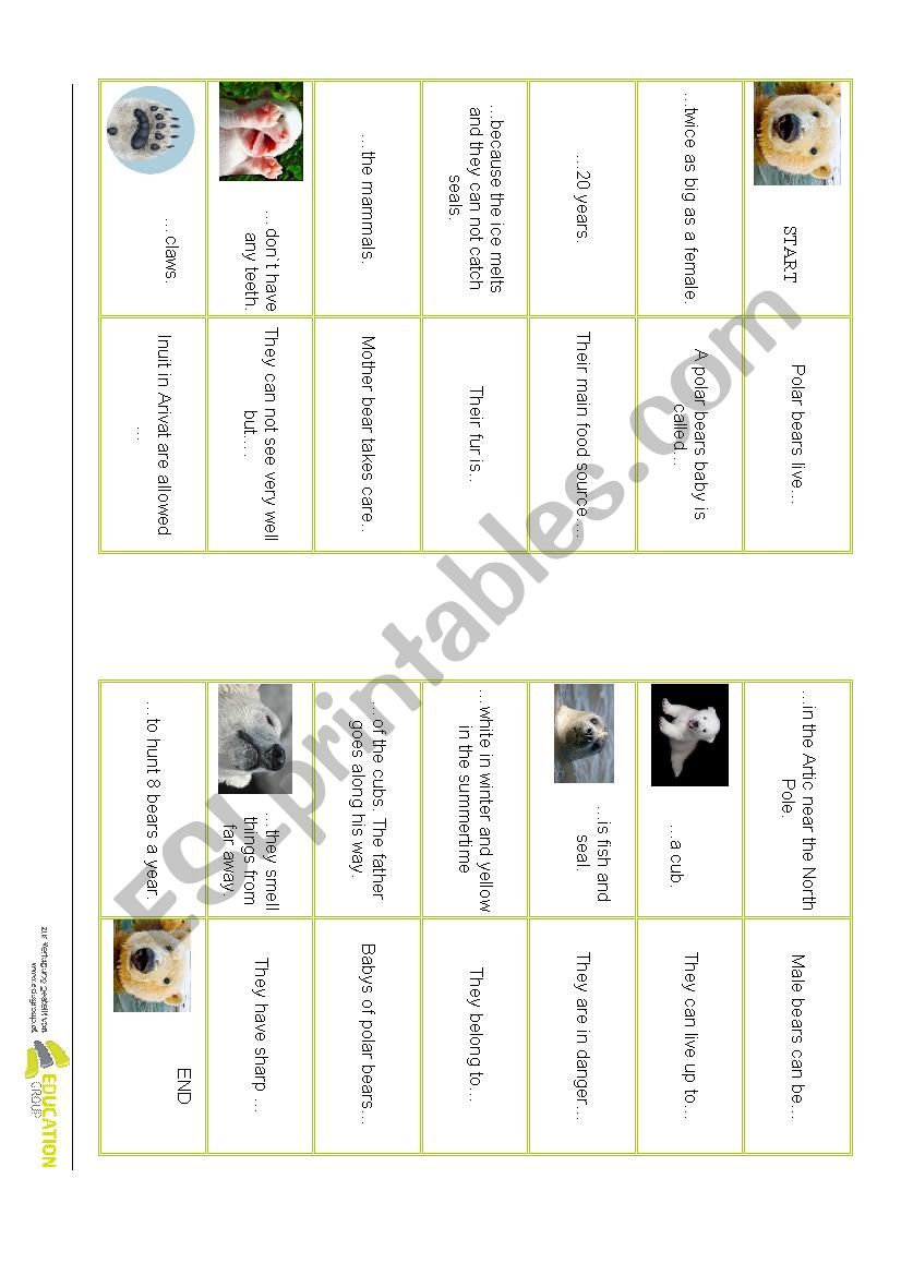 Polar Bear Domino worksheet