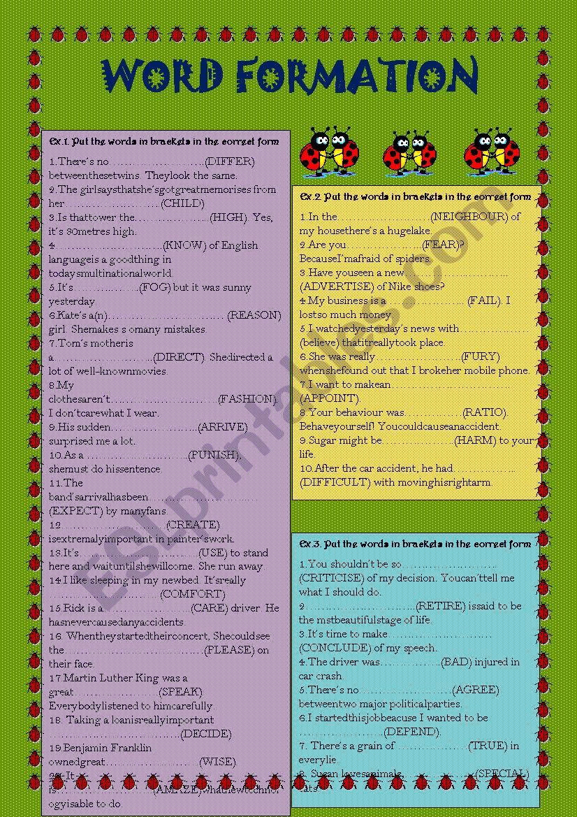 WORD FORMATION worksheet