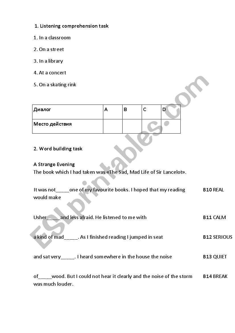 books worksheet