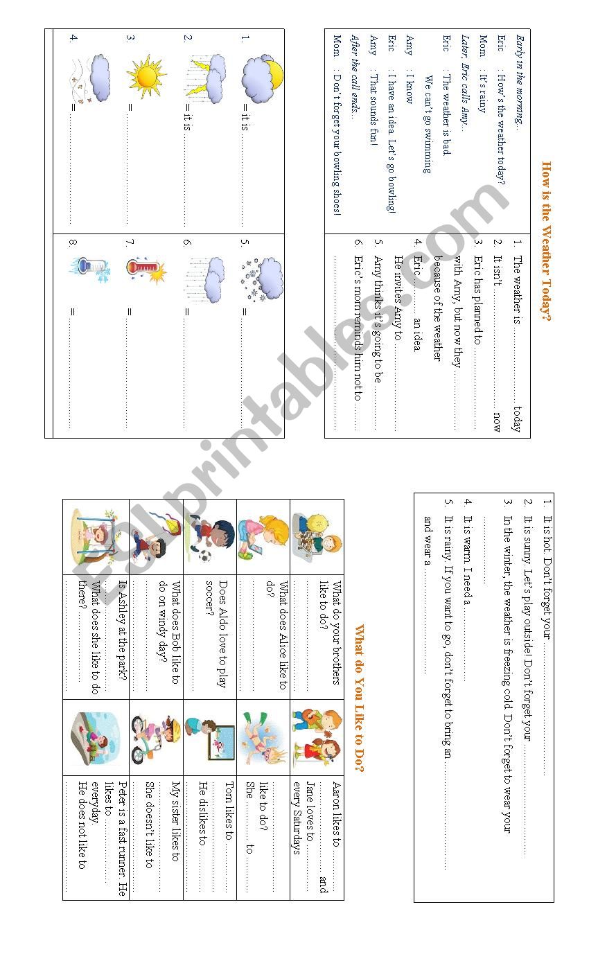 weathers and hobbies worksheet