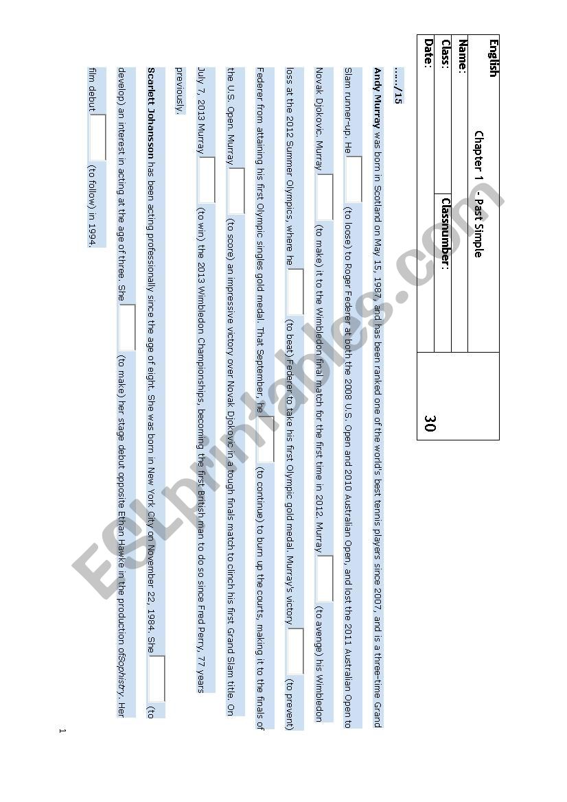 past simple worksheet