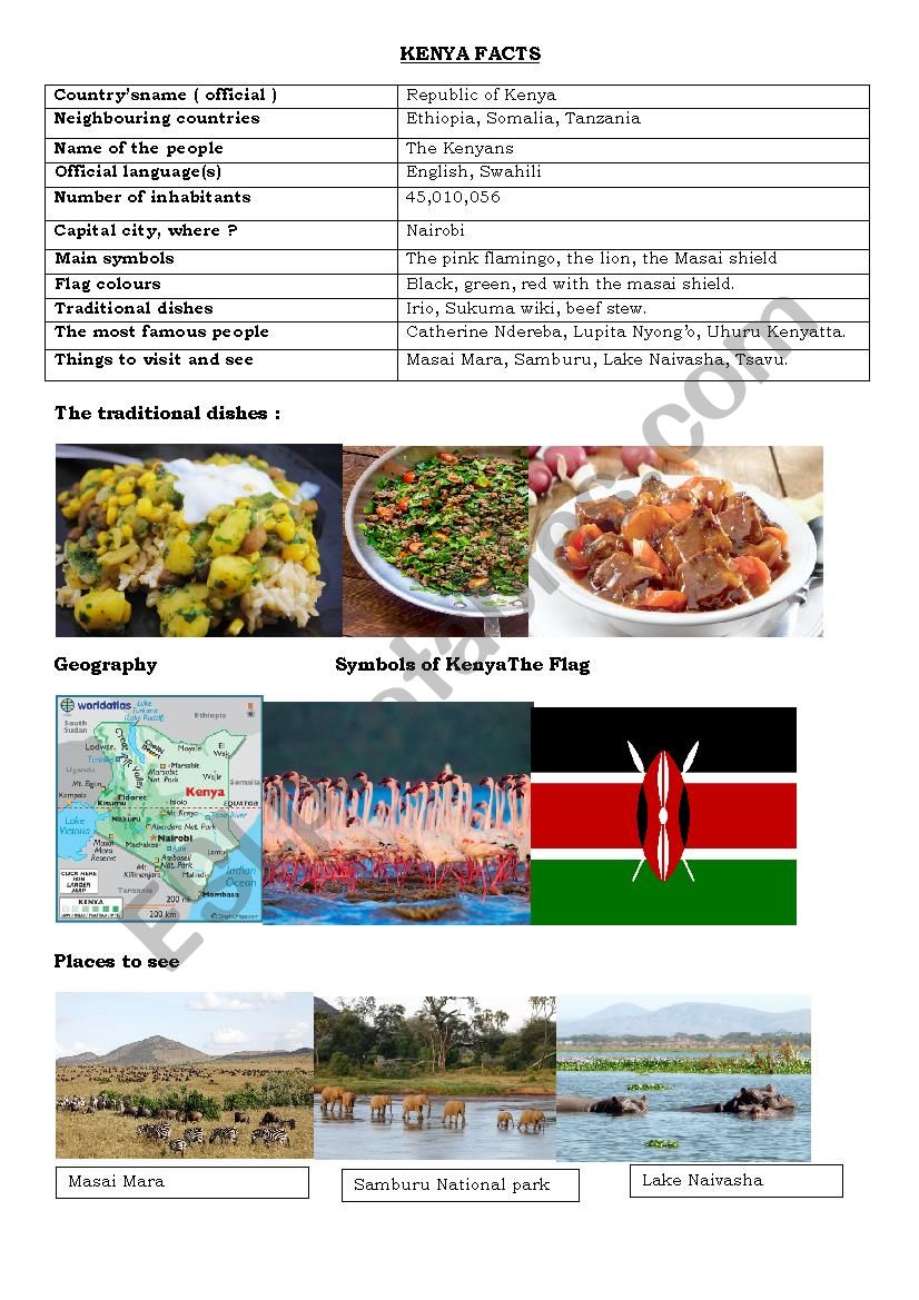 KENYA FACTS worksheet