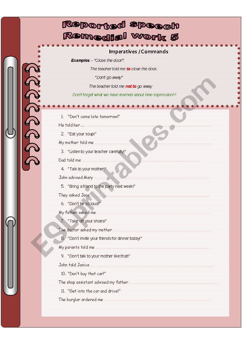 REPORTED SPEECH - Remedial work (5)