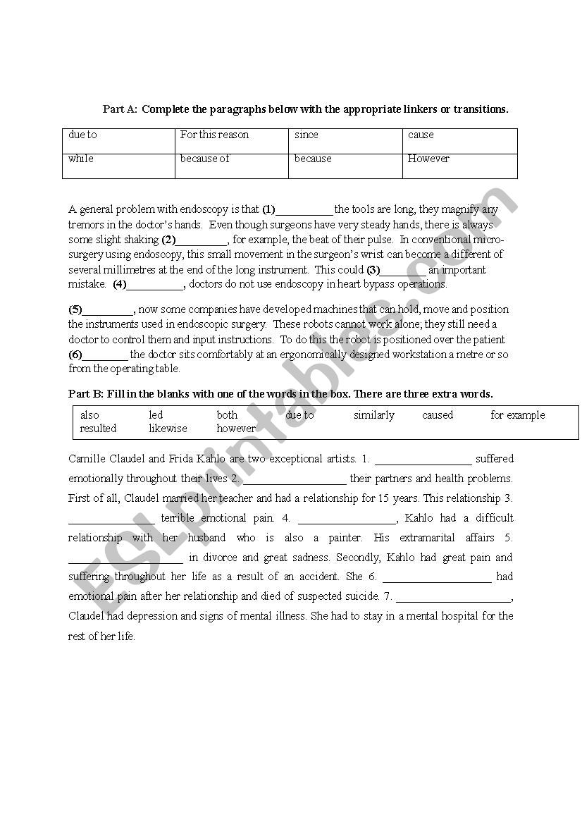 Links and Commas worksheet