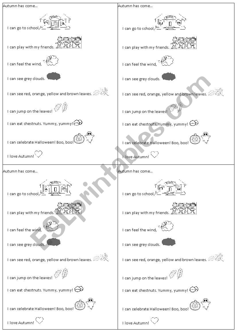 Autumn has come worksheet