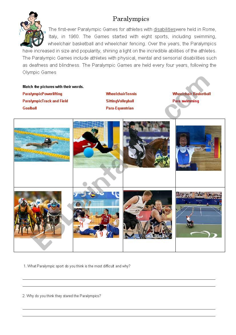 Paralympics worksheet