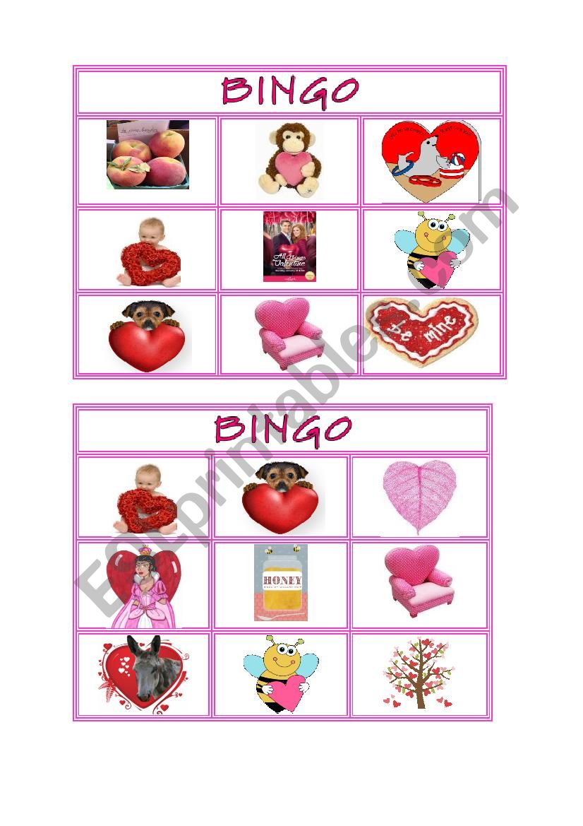 Valentines Long E Activity Set - Bingo