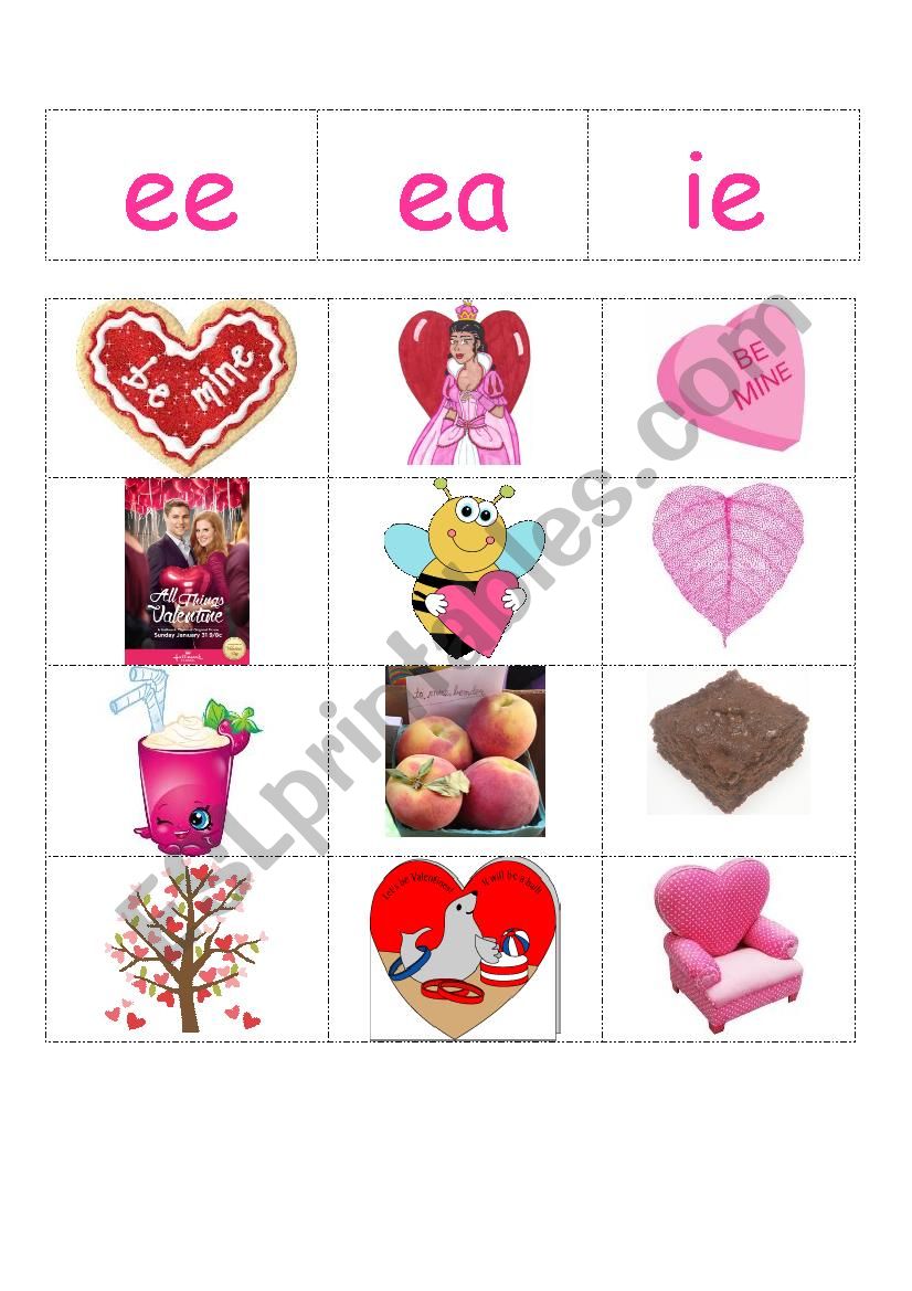 Valentines Long E Activity Set - Phonics Sort