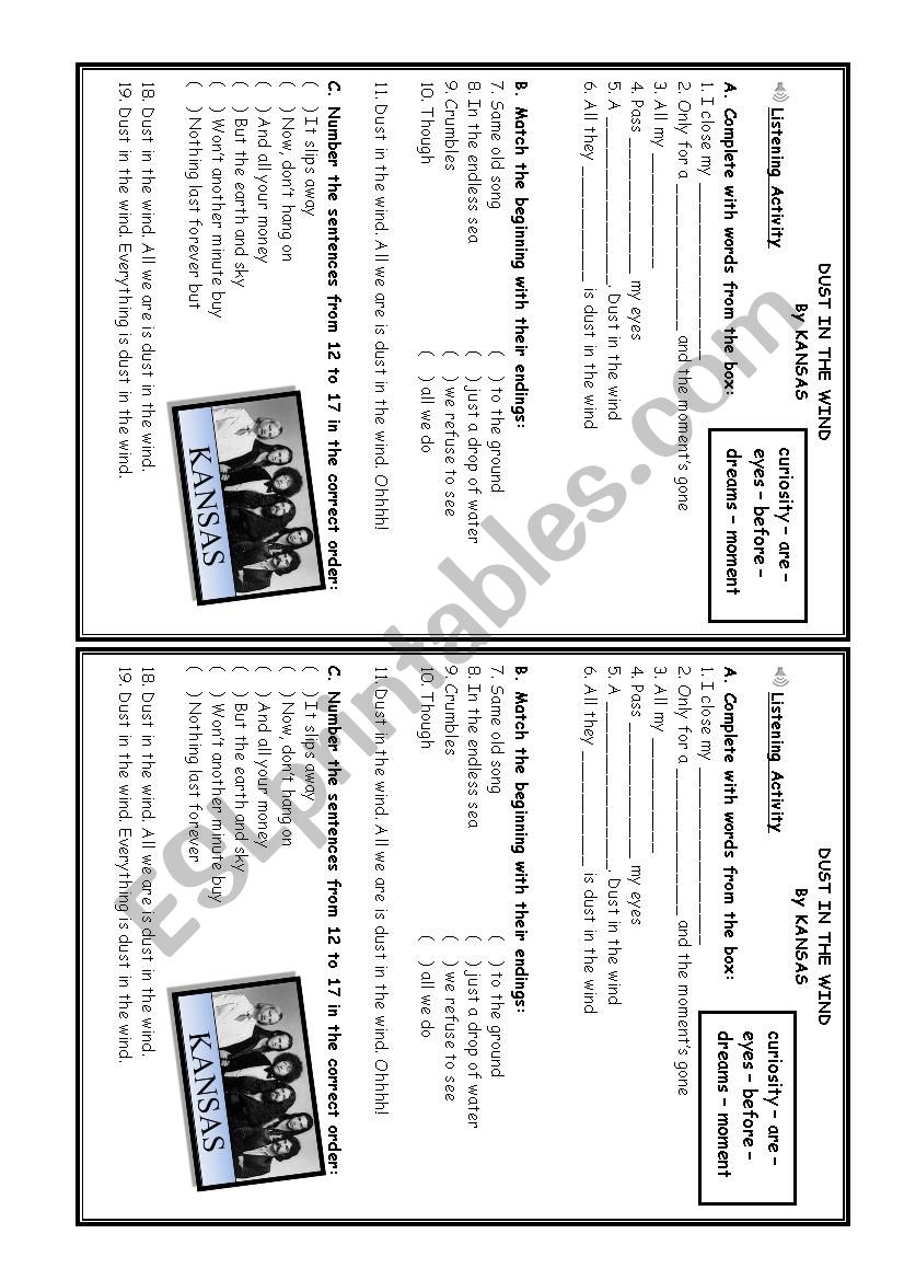 Dust in the wind worksheet worksheet