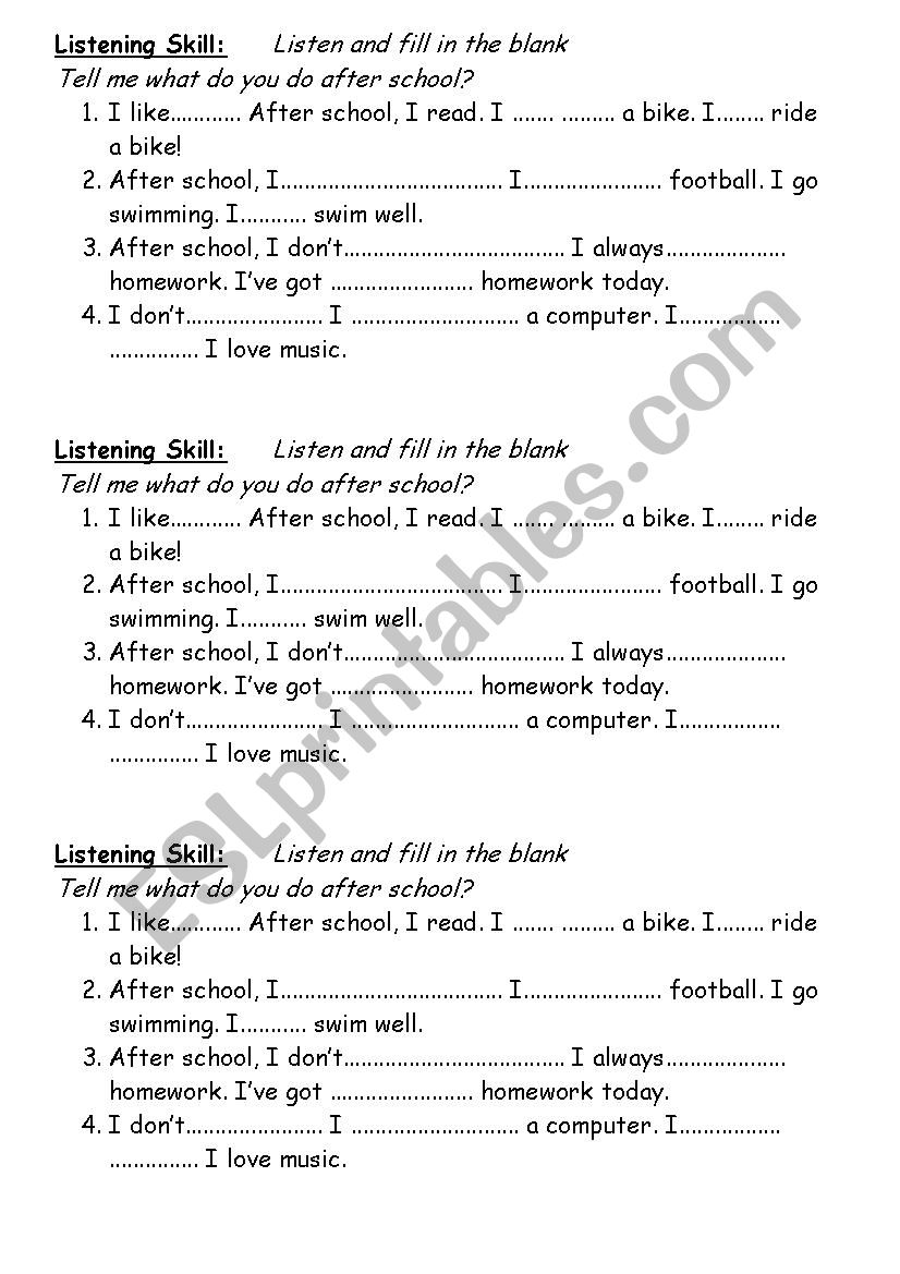 Listening worksheet