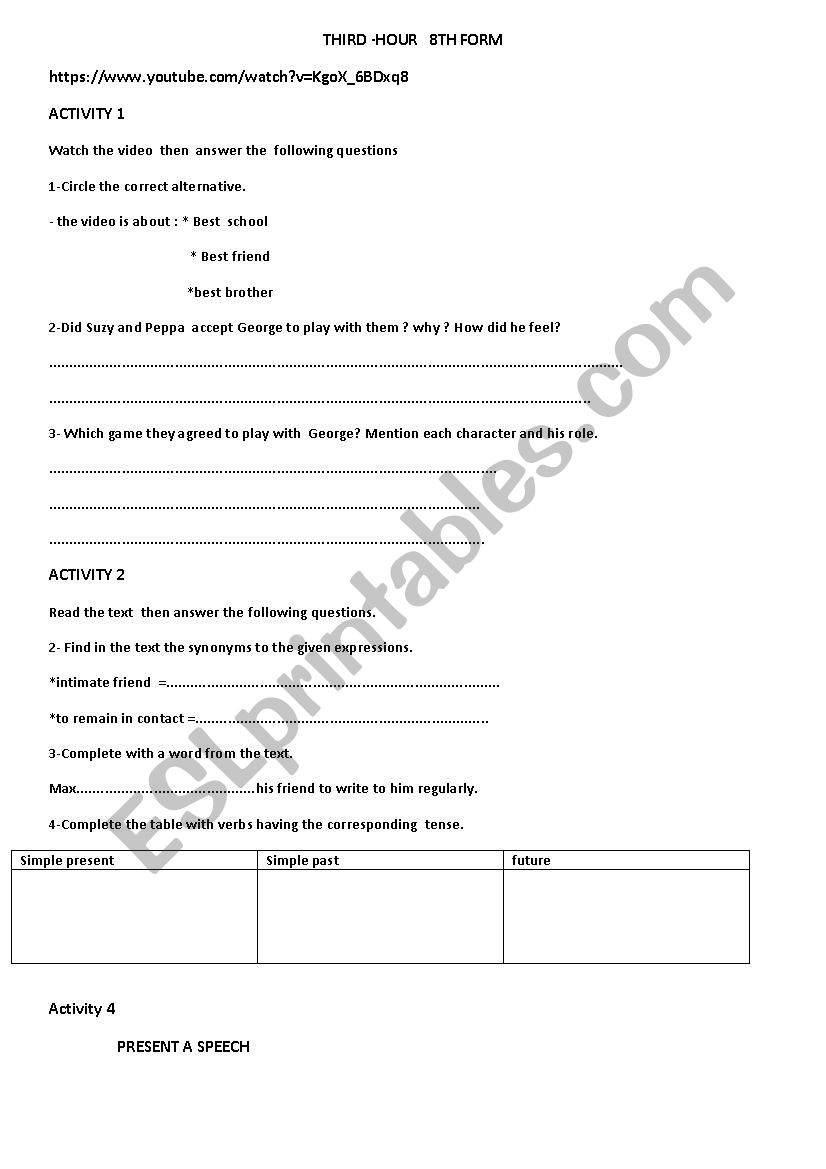 Best Friend  worksheet