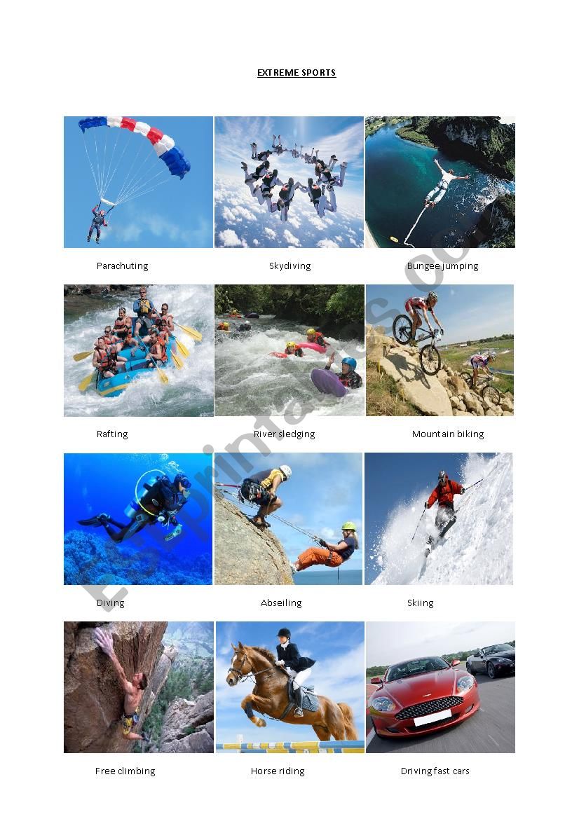 Extreme sports worksheet