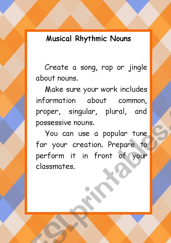 Create a Song About Nouns worksheet