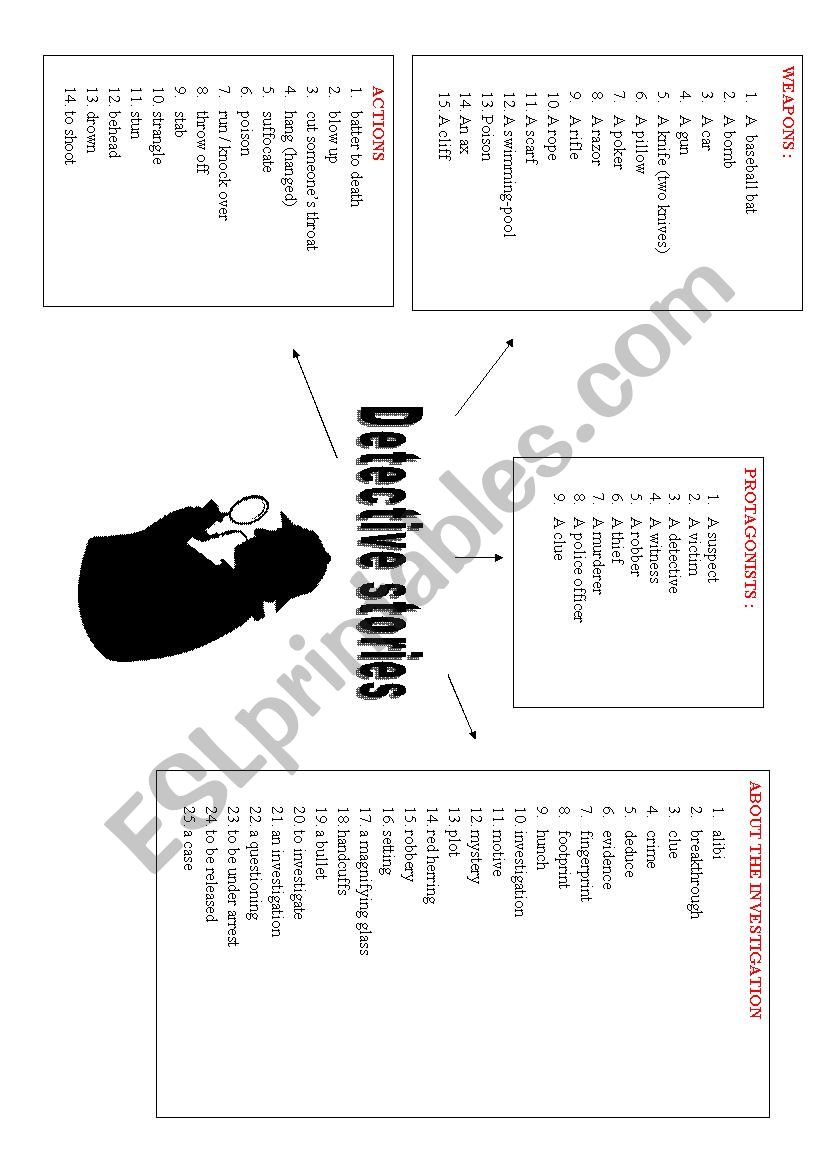 detective stories vocabulary worksheet