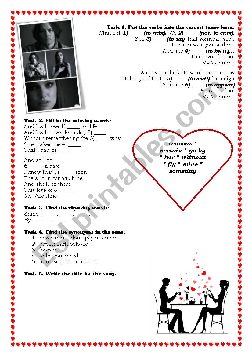 My Valentine  worksheet