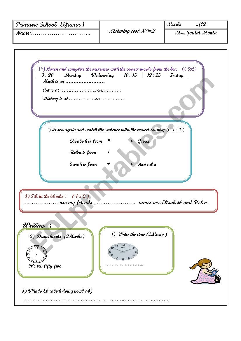 Listenind test N2 worksheet