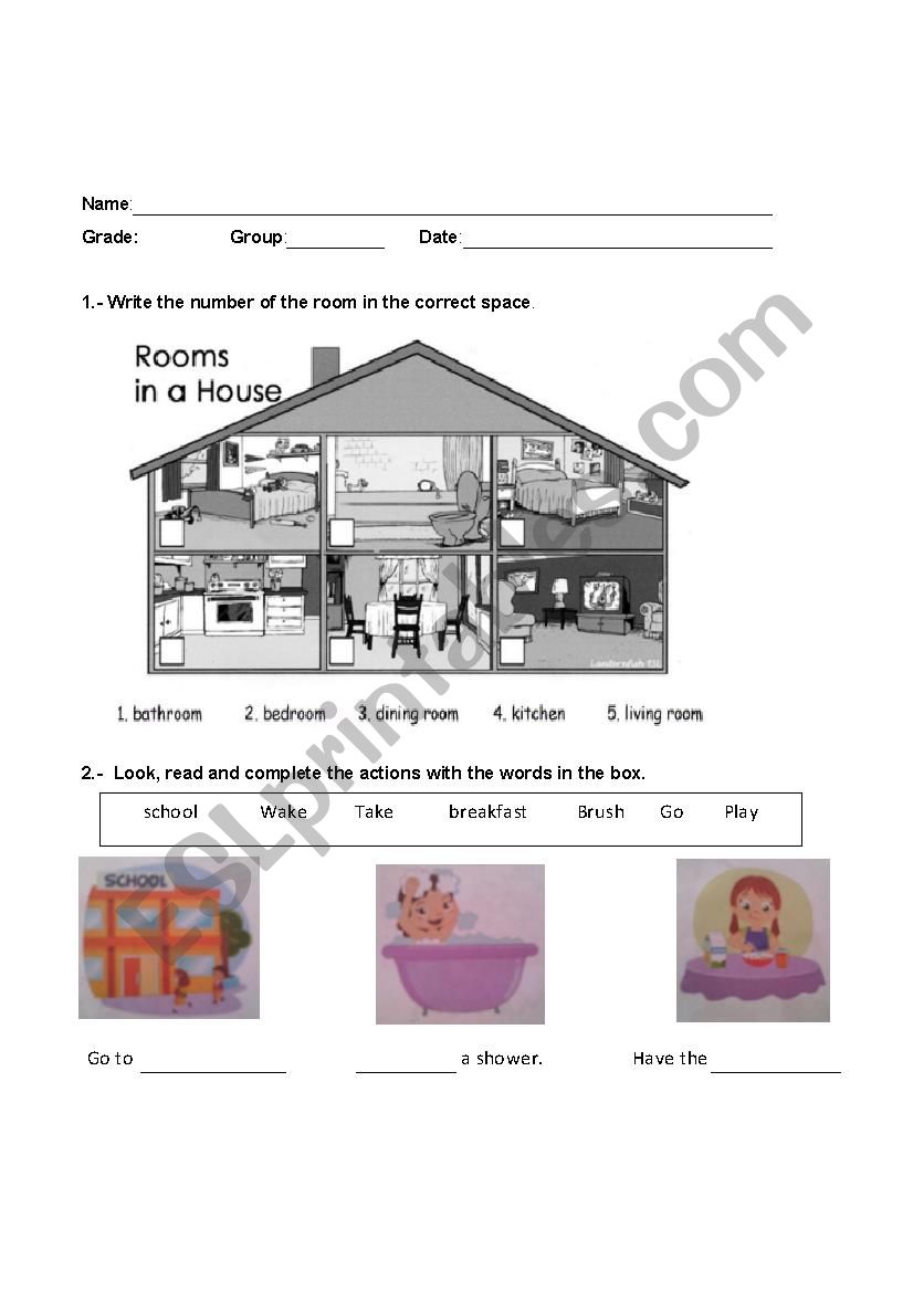 Exam (daily routines, family, rooms of house)