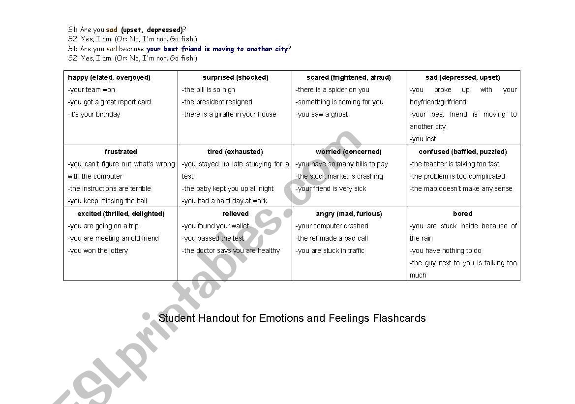 feeling worksheet