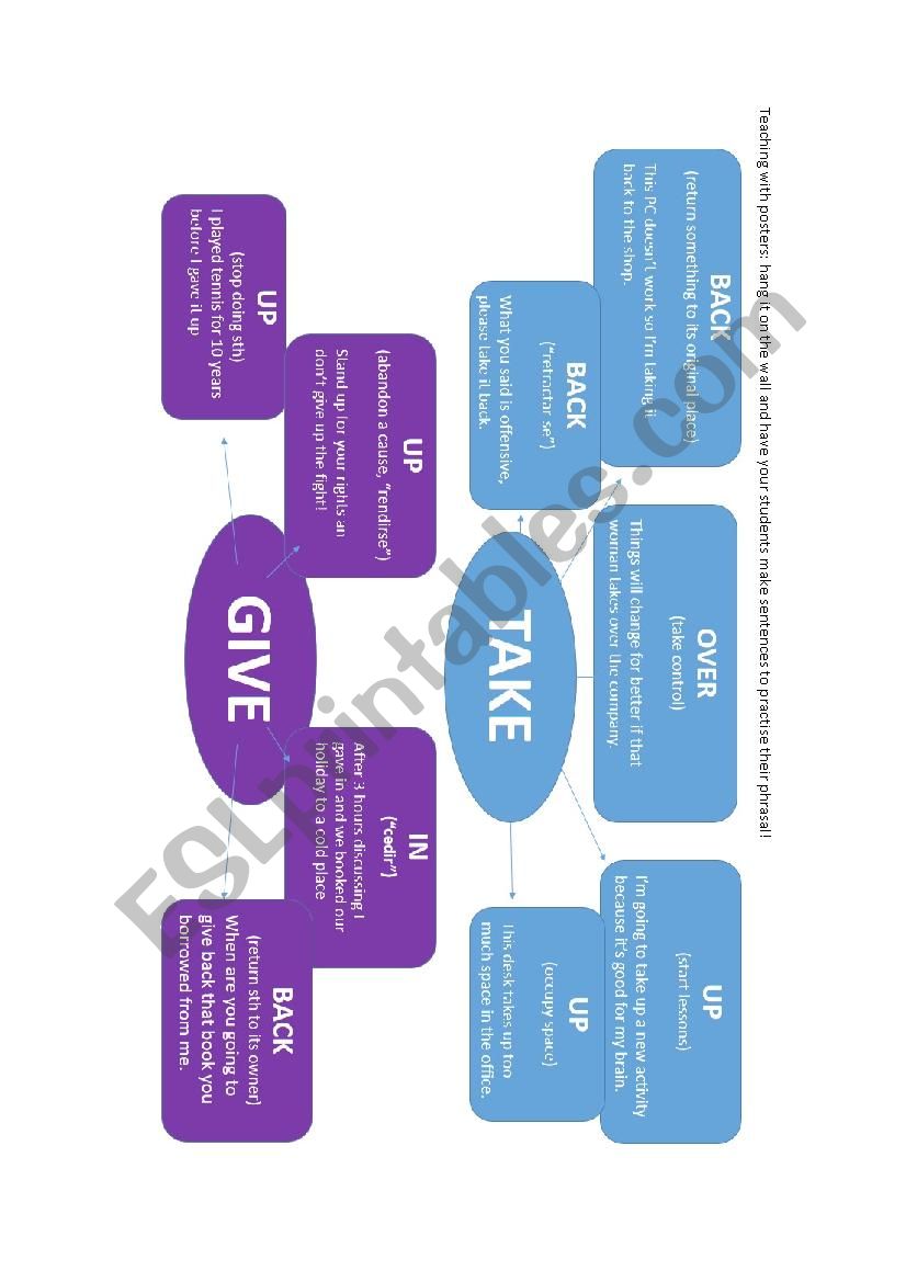 Gove and take phrasals worksheet