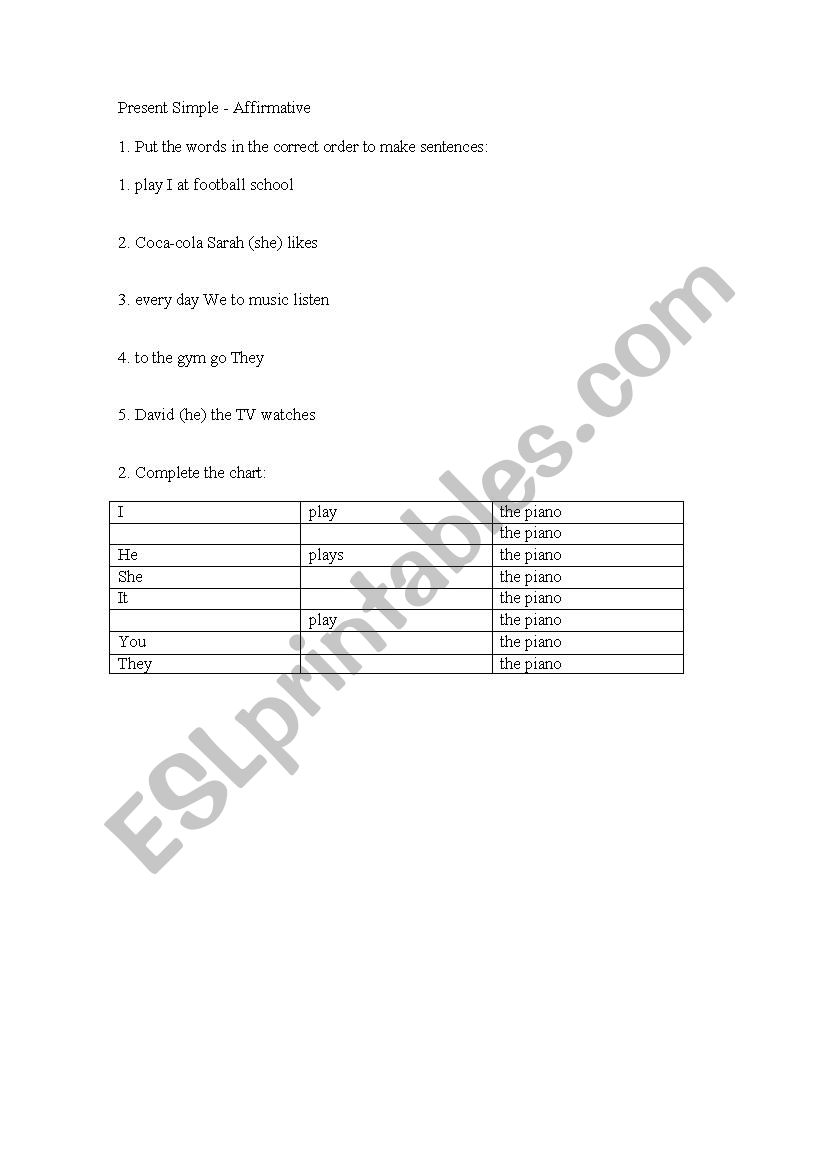 Present Simple all tenses - Kids