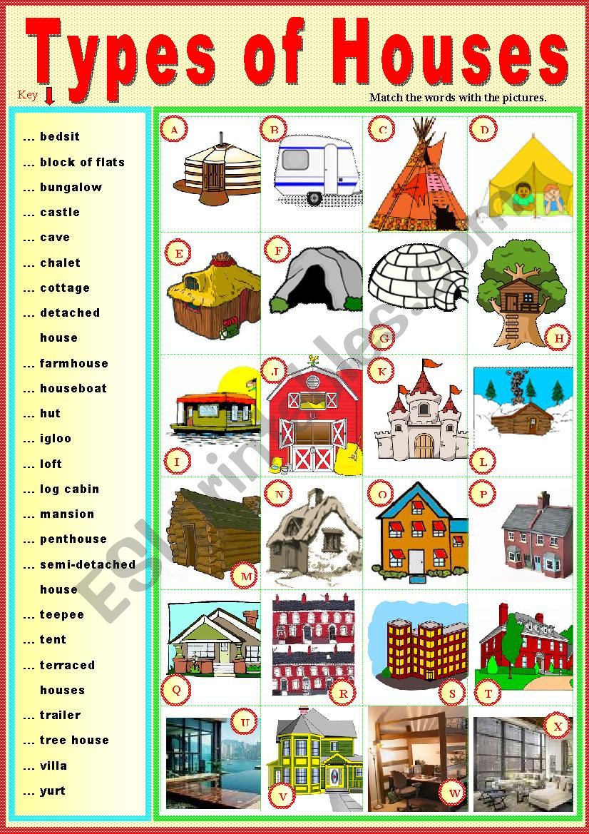 Types Of Houses Matching Ex Key ESL Worksheet By Karagozian types-of-houses-matching-ex-key-esl-worksheet-by-karagozian