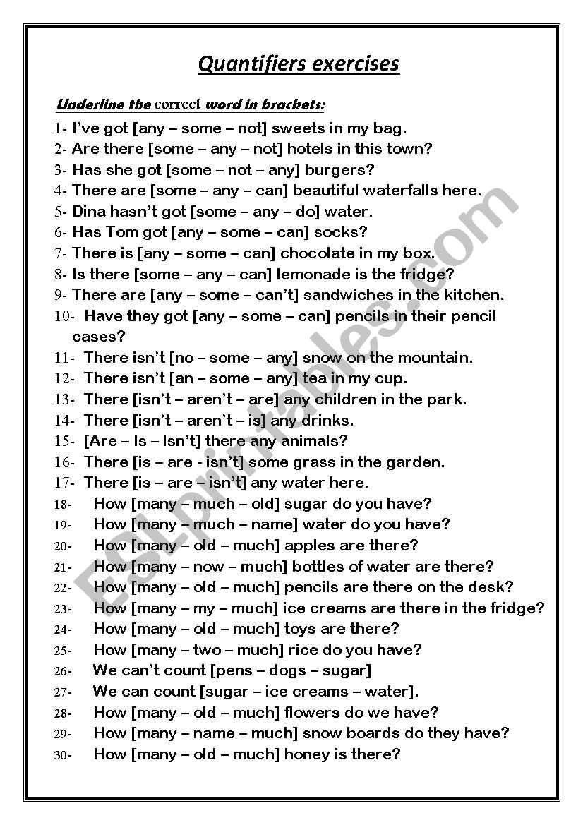 quantifiers worksheet