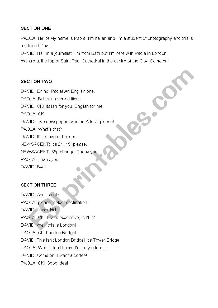 A day in London worksheet