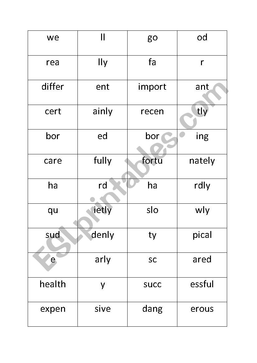 Adjectives and adverbs puzzle worksheet