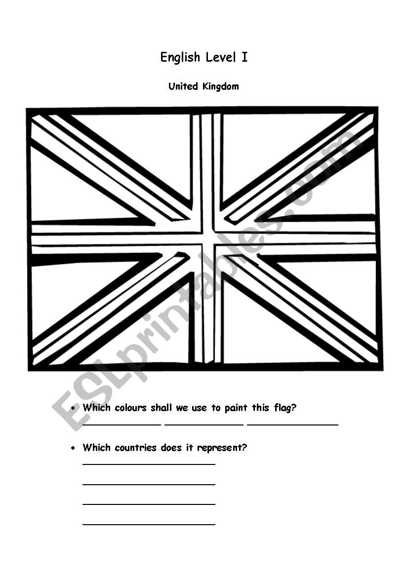 British flag and monuments worksheet