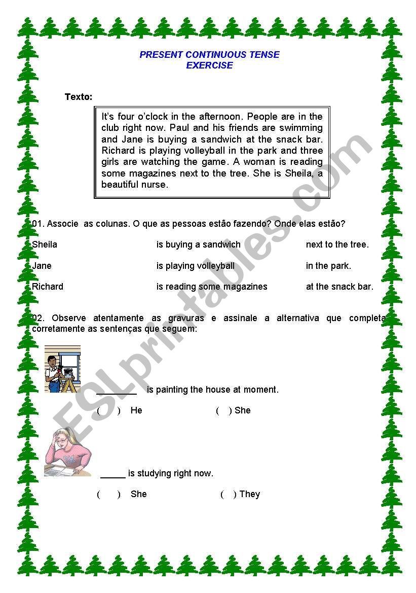 Present Continuous Tense - Exercises