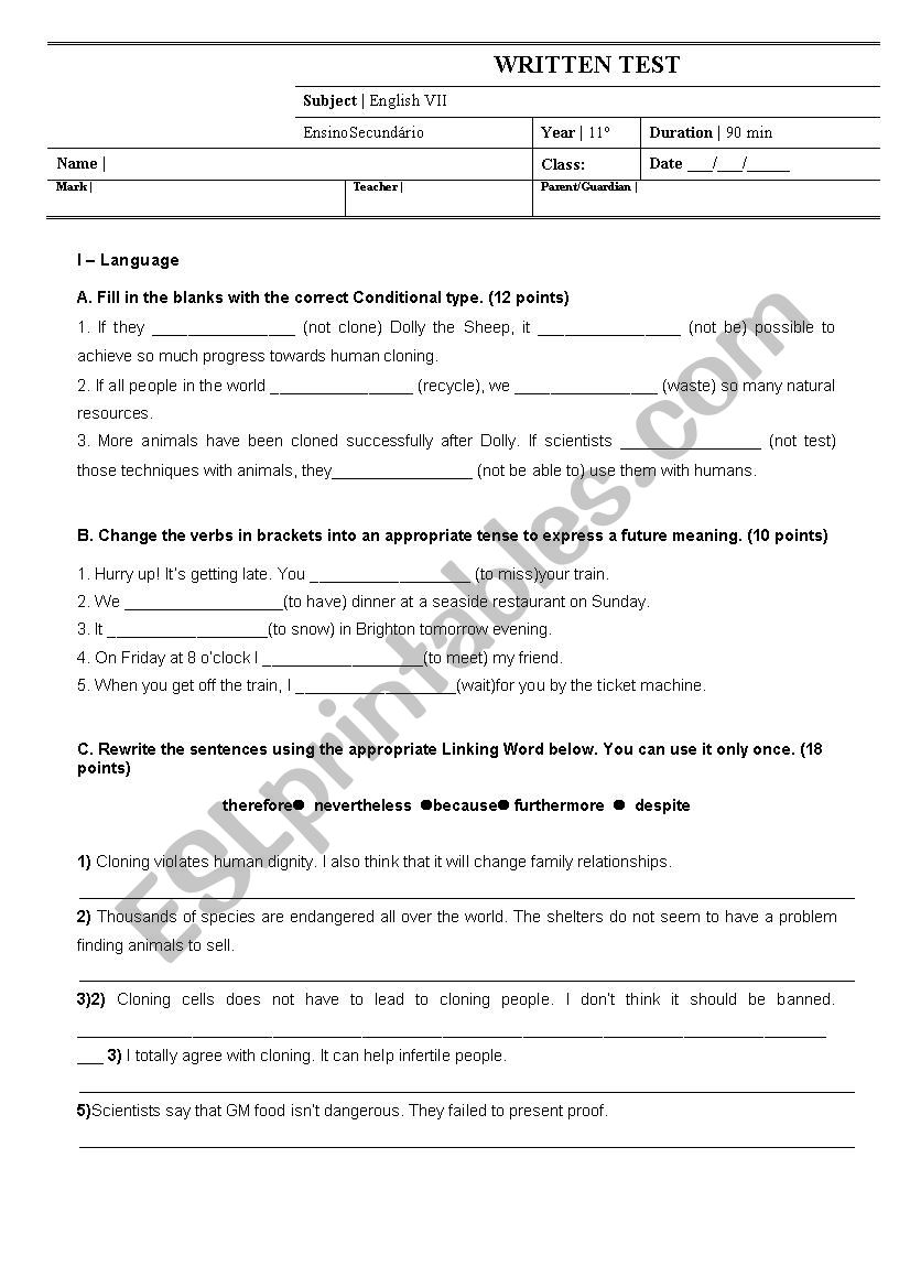 Cloning worksheet