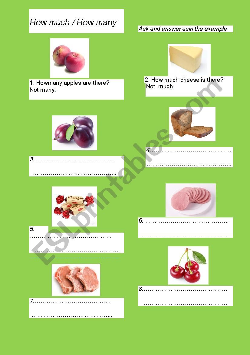 How much / How many.  Not much / Not many. Countable and uncountable nouns