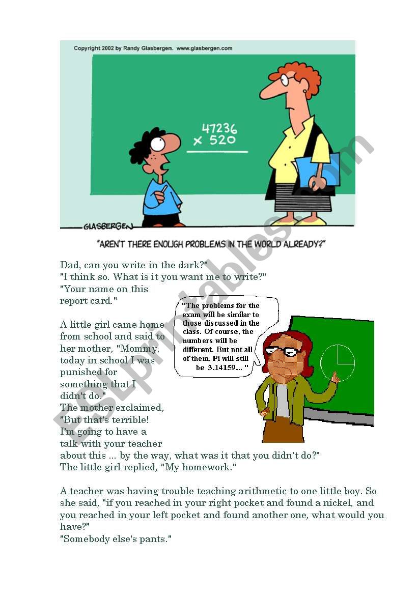 TEACHERÂ´s JOKES worksheet