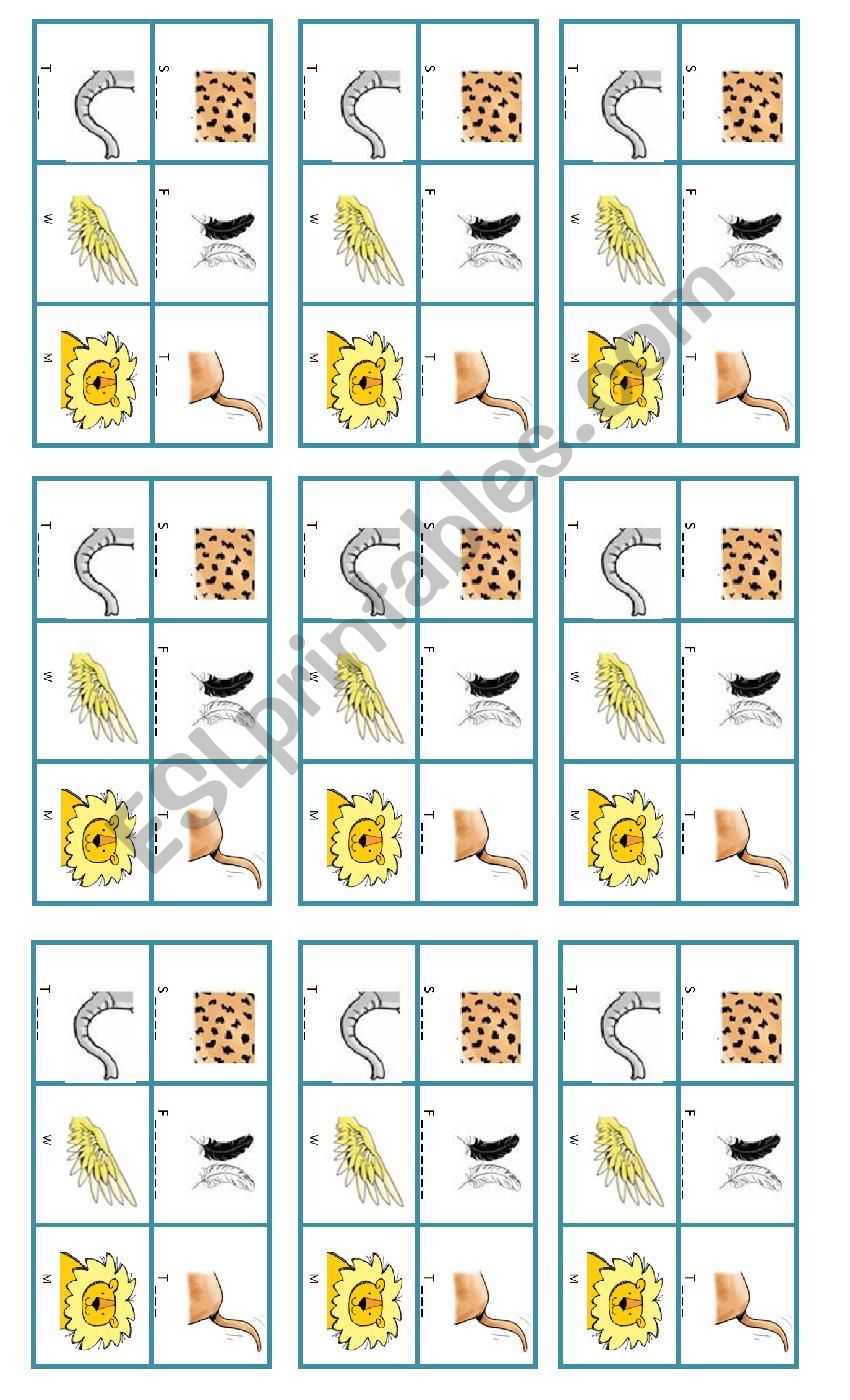 Animals Body Parts worksheet