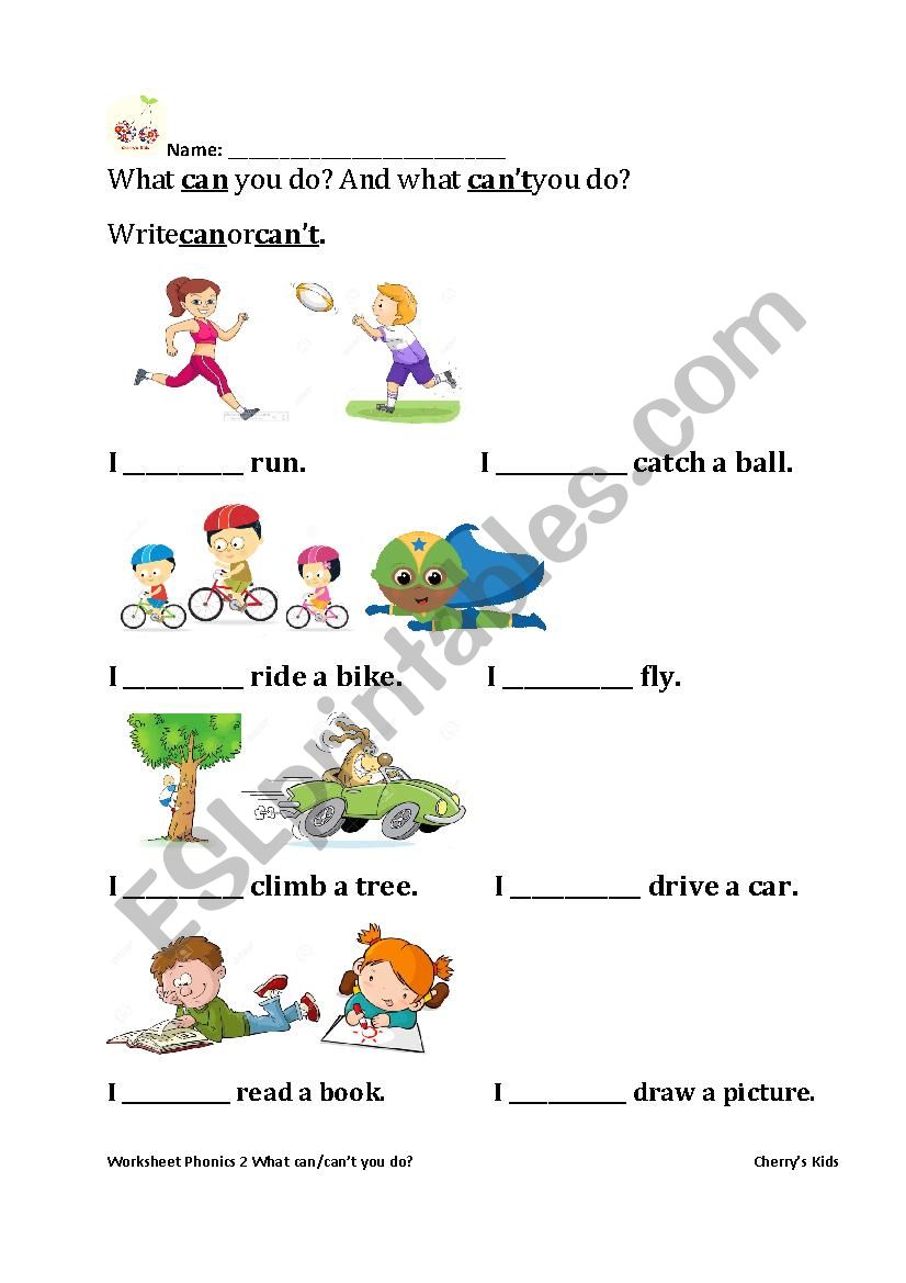 can or can´t worksheet
