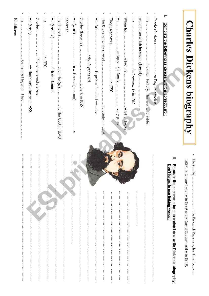 Charles Dickens biography worksheet