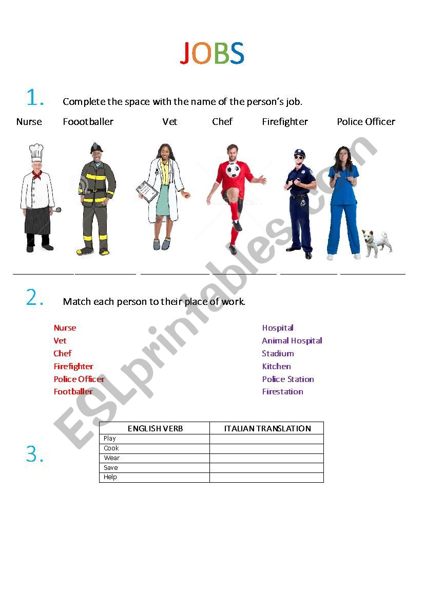 Jobs_Matching and Completing worksheet