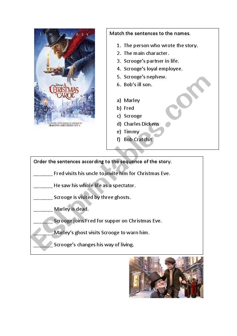 Christmas carol  worksheet