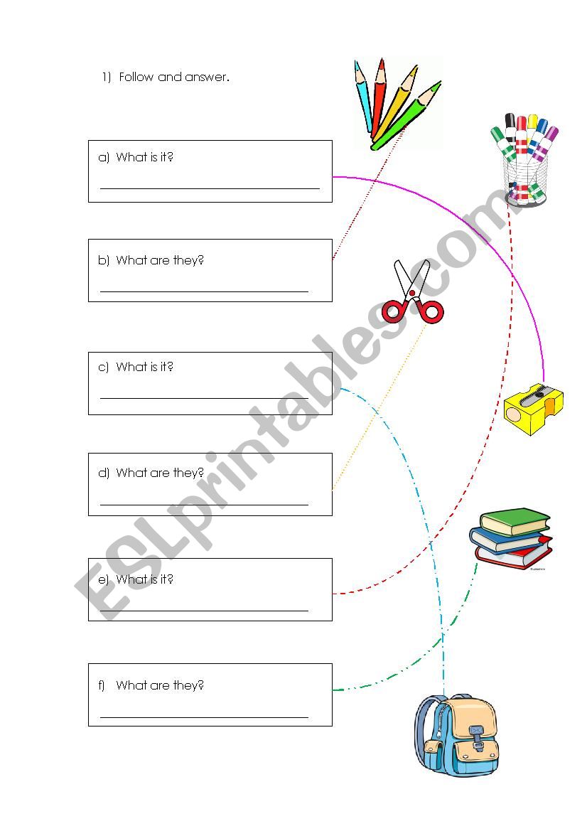 School objetcs worksheet