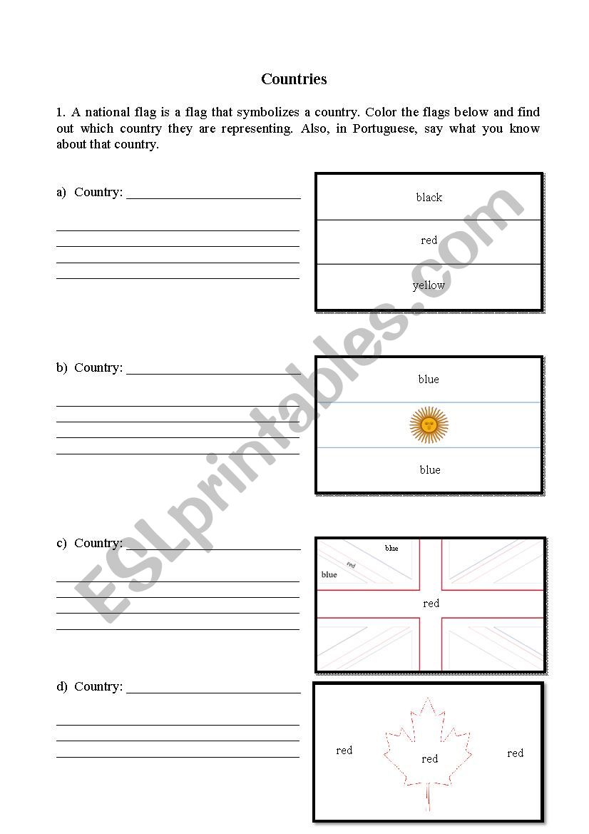 National Flag worksheet