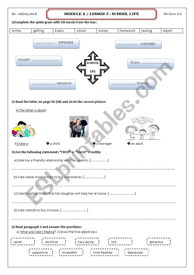 SCHOOL LIFE worksheet