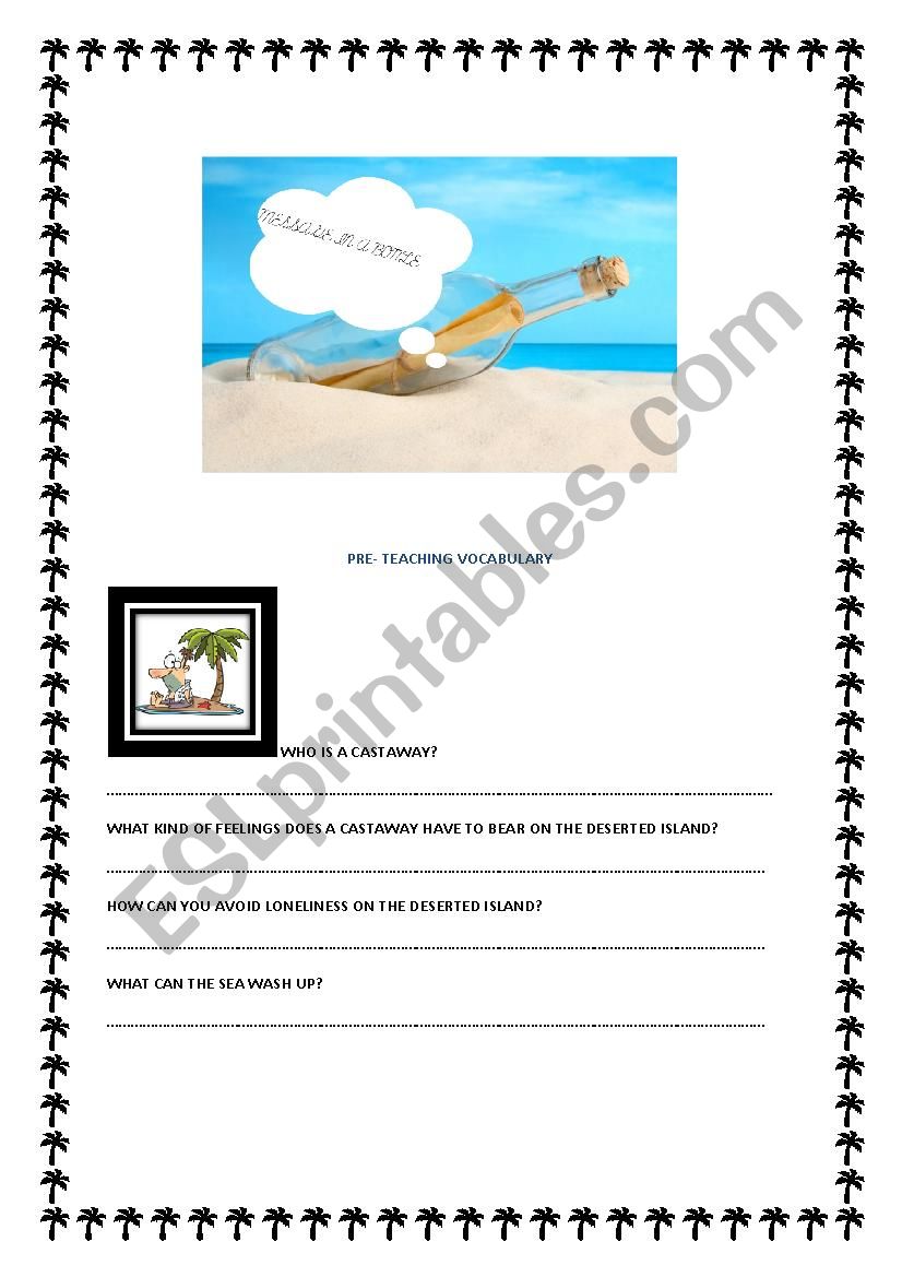 Message in a bottle worksheet