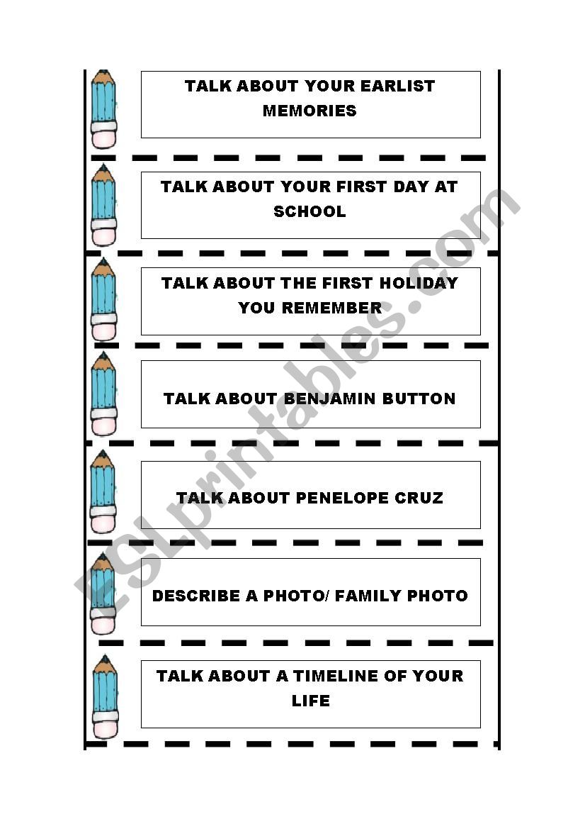 writing or speaking cards worksheet