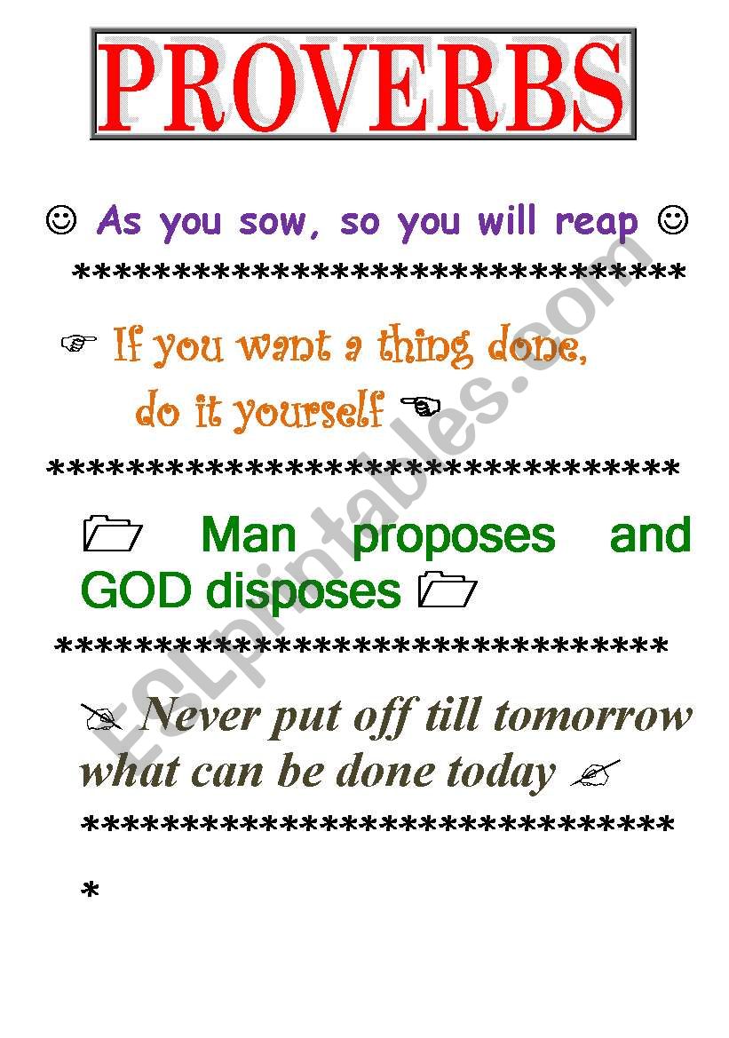 Proverbs worksheet