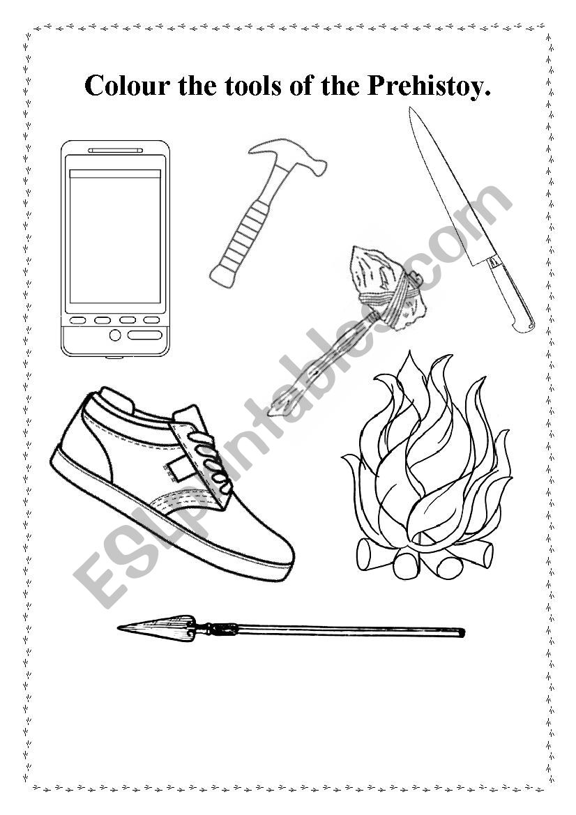 Colour the tools of the Prehistory